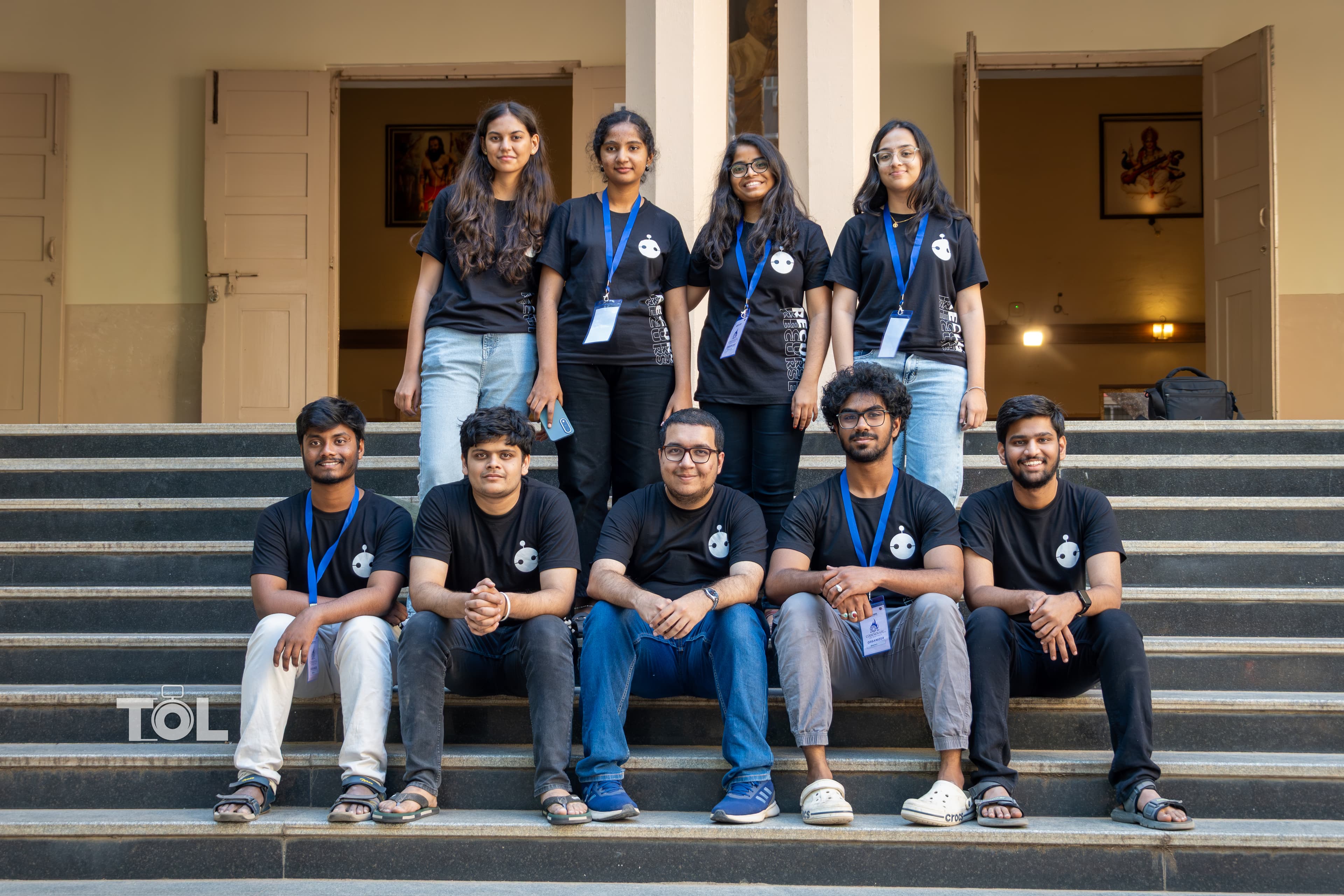 The Codenovate organizing team seated on campus steps